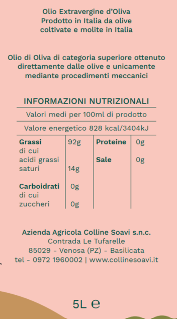 Preordini - Olio Extravergine di Oliva Colline Soavi, Latta 5L - 2025/26