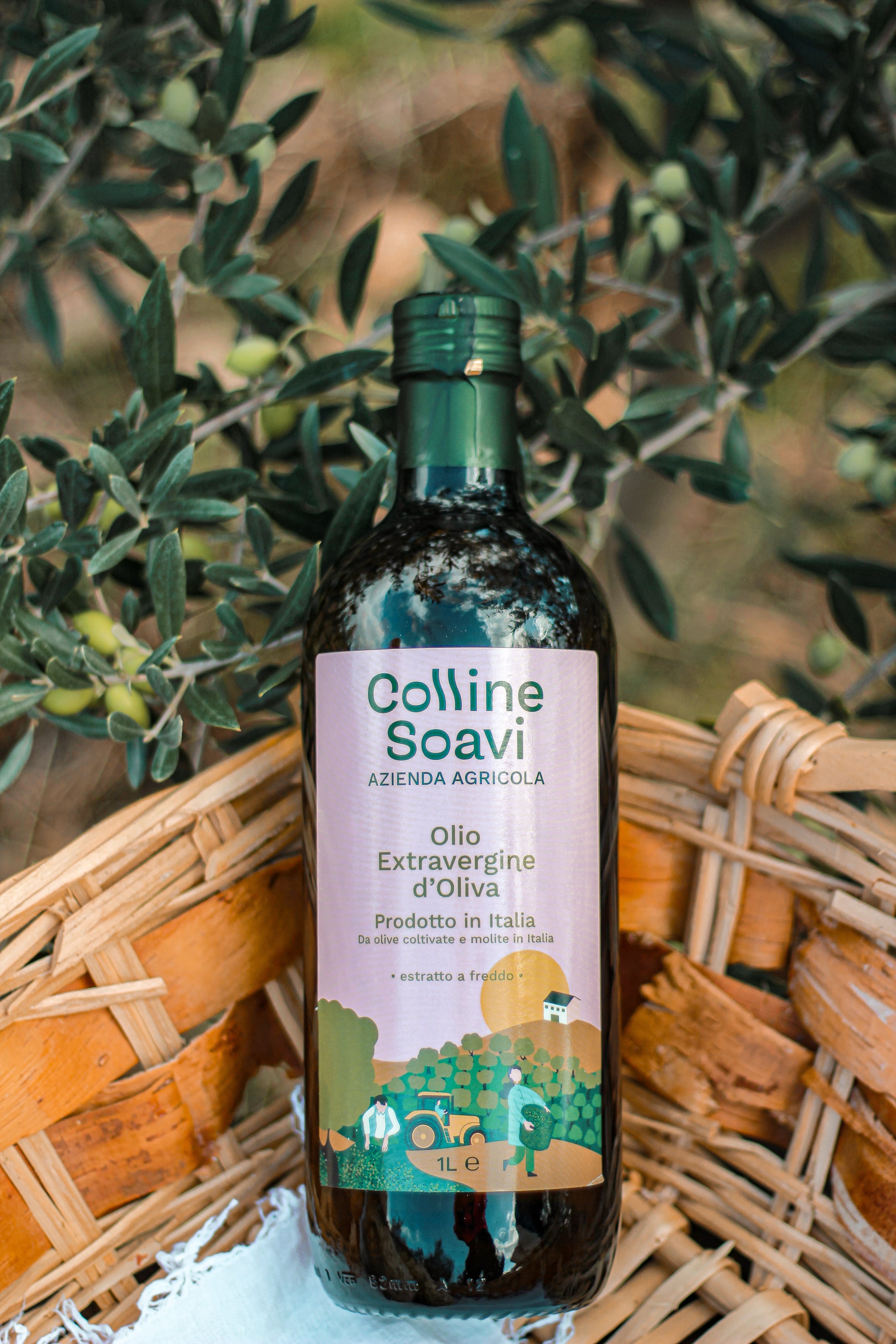 Olio Extra Vergine di Oliva Colline Soavi, Confezione di 6 Bottiglie da 1L - 2024/25