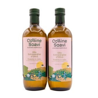 Olio Extra Vergine di Oliva Colline Soavi, Confezione di 2 Bottiglie da 1L - 2023/24